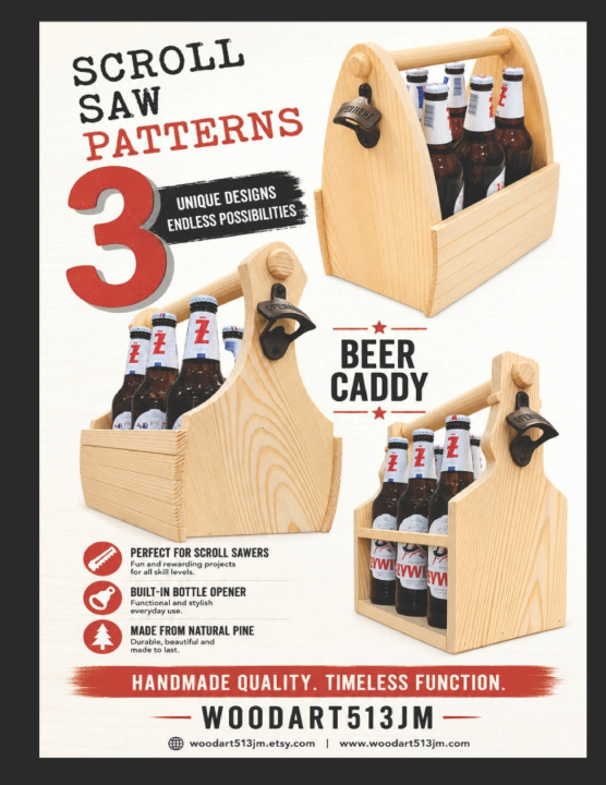 Carte 3 Wooden Beer Caddy Scroll Saw Patterns Woodart513 JM