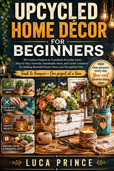 Книга UPCYCLED HOME DÉCOR FOR BEGINNERS LUCA PRINCE