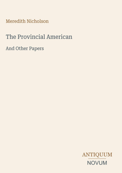 Libro The Provincial American 
