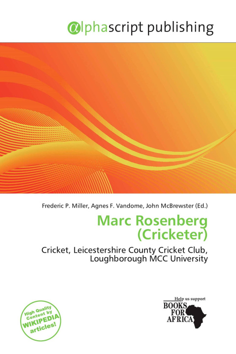 Libro Marc Rosenberg (Cricketer) Agnes F. Vandome