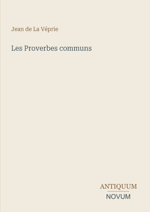 Книга Les Proverbes communs Jean de La Véprie