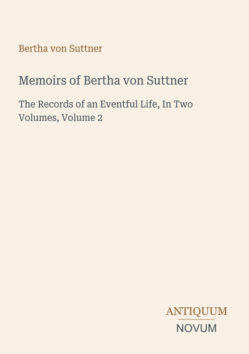 Buch Memoirs of Bertha von Suttner 