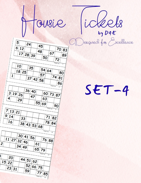 Carte Housie Tickets D4E-Designed For Excellence