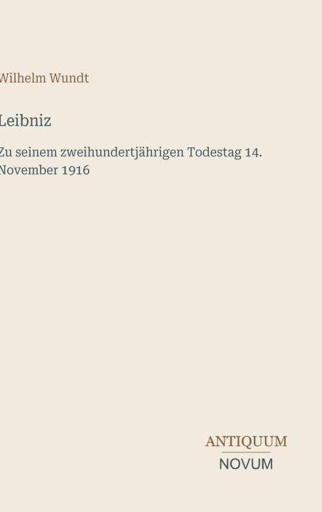 Könyv Leibniz Wilhelm Wundt