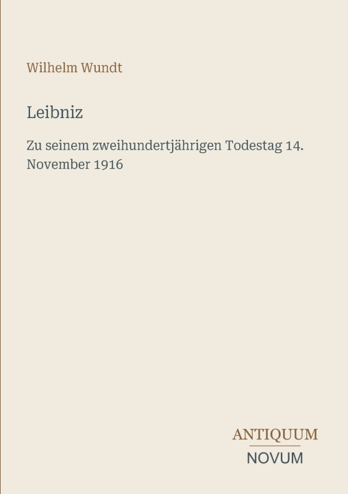 Könyv Leibniz Wilhelm Wundt