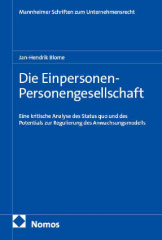 Buch Die Einpersonen-Personengesellschaft Jan-Hendrik Blome