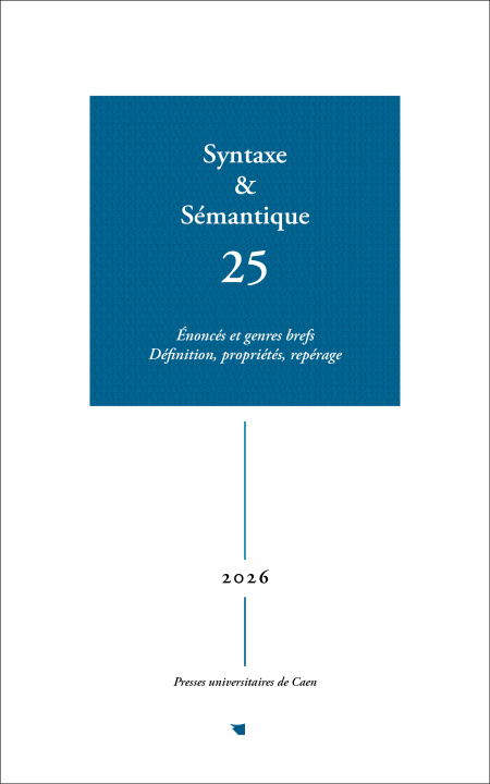 Książka Syntaxe & Sémantique, n° 25/2026 