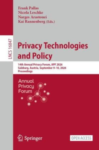 Kniha Privacy Technologies and Policy Frank Pallas