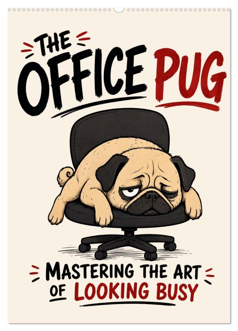Naptár/Határidőnapló The office pug mastering the art of looking busy (Wall Calendar 2027 DIN A2 portrait), CALVENDO 12 Month Wall Calendar Calvendo