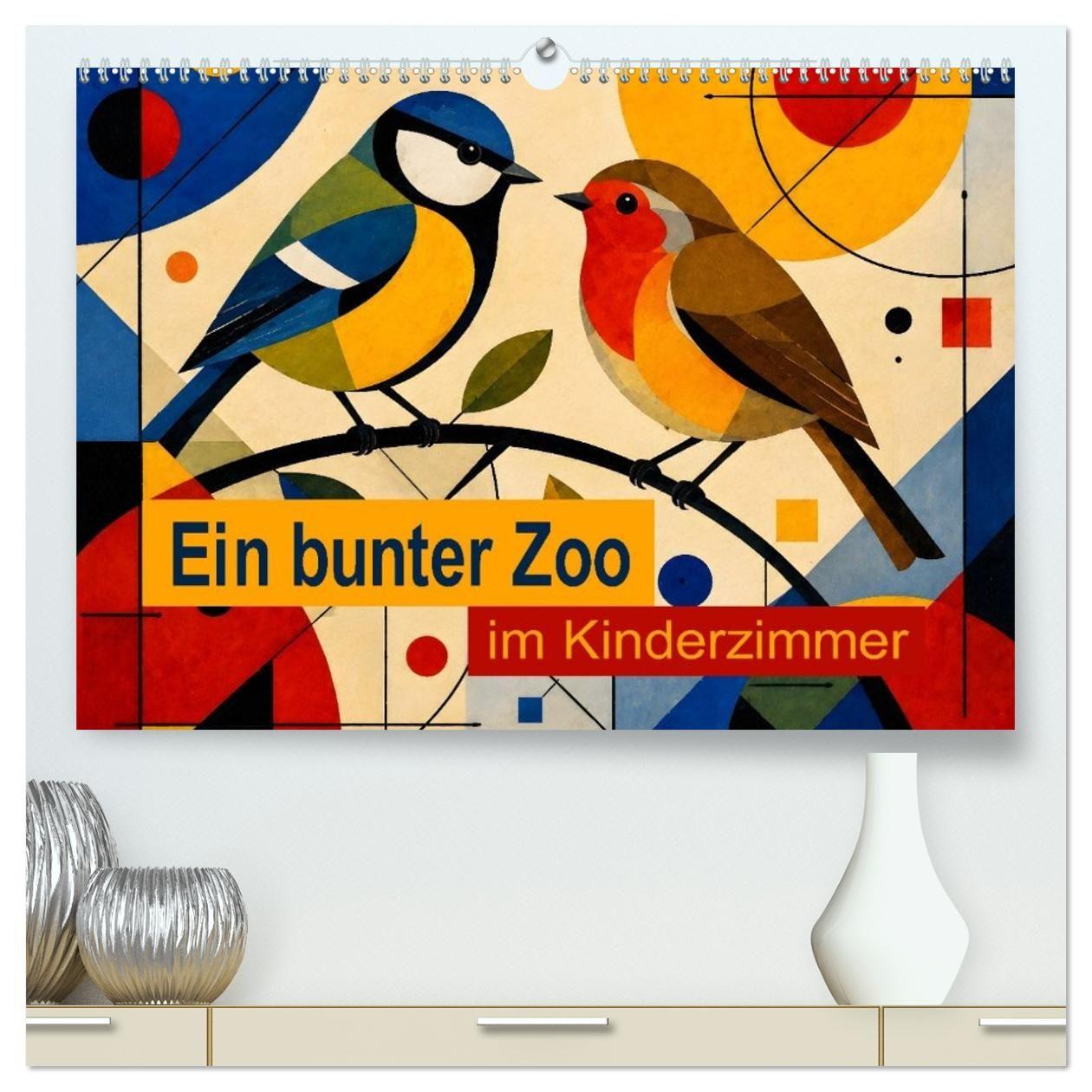 Naptár/Határidőnapló Ein bunter Zoo im Kinderzimmer (hochwertiger Premium Wandkalender 2027 DIN A2 quer), Kunstdruck in Hochglanz Calvendo