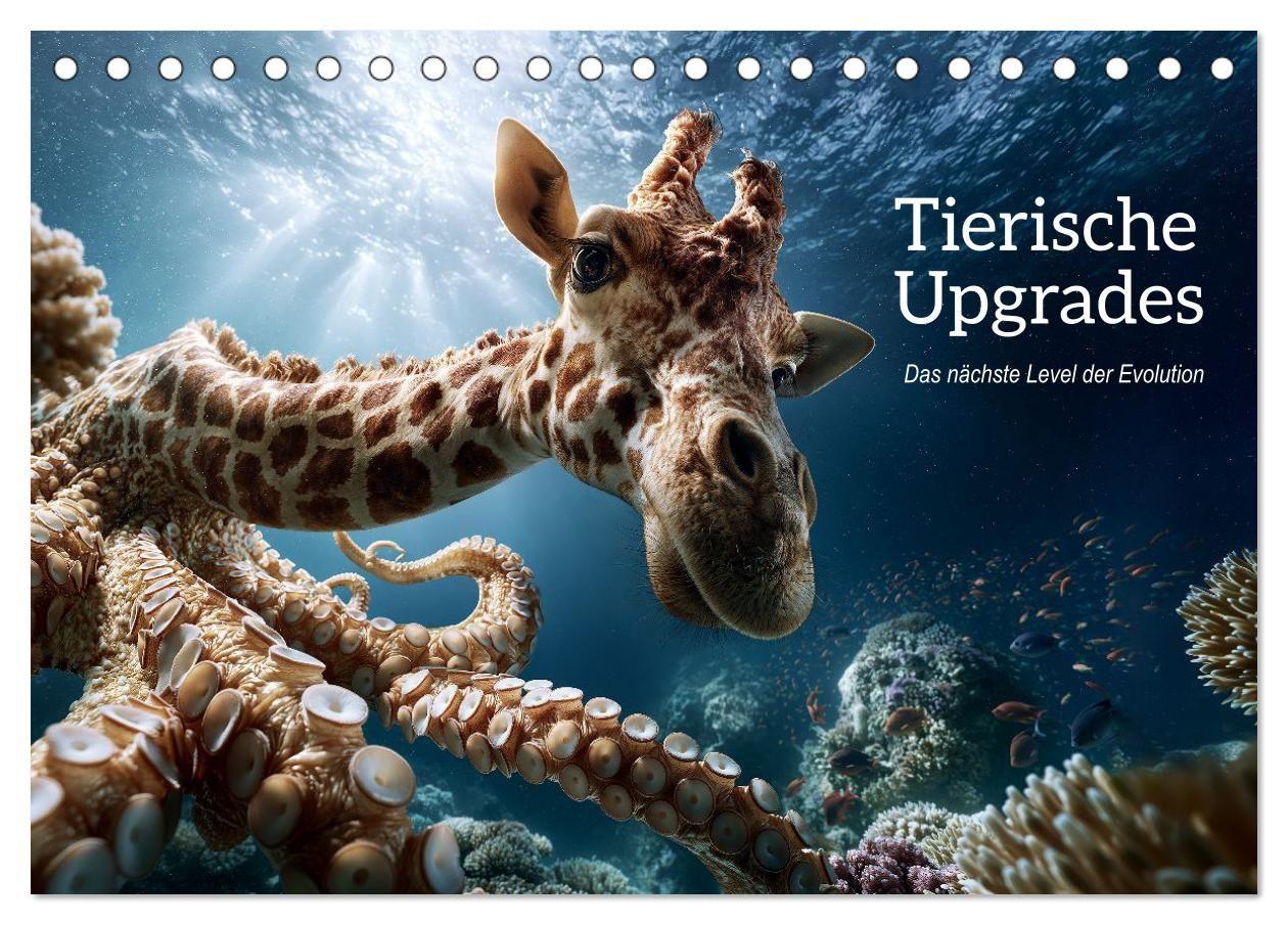 Naptár/Határidőnapló Tierische Upgrades. Das nächste Level der Evolution (Tischkalender 2027 DIN A5 quer), CALVENDO Monatskalender Calvendo