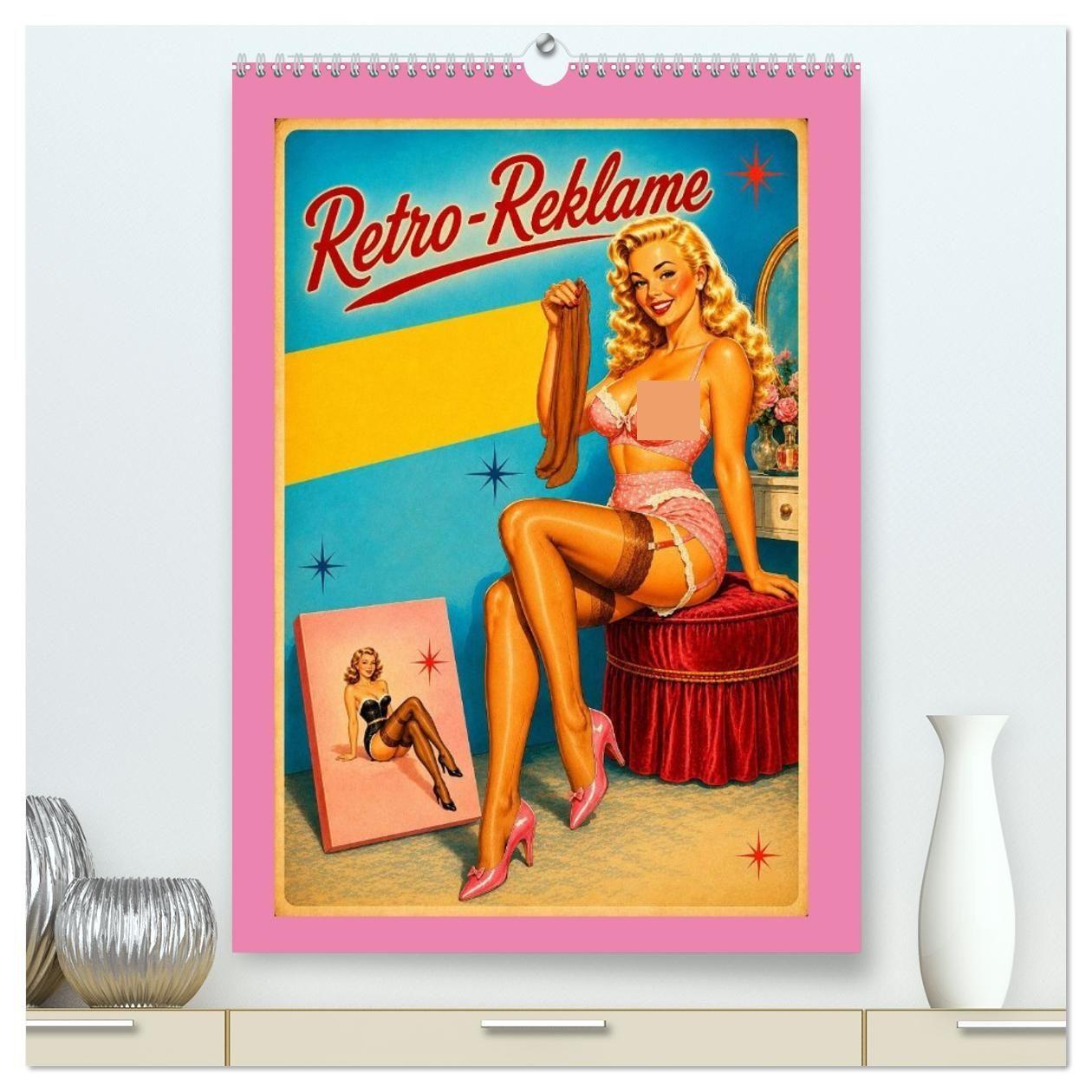 Kalendář/Diář Retro-Reklame (hochwertiger Premium Wandkalender 2027 DIN A2 hoch), Kunstdruck in Hochglanz Calvendo