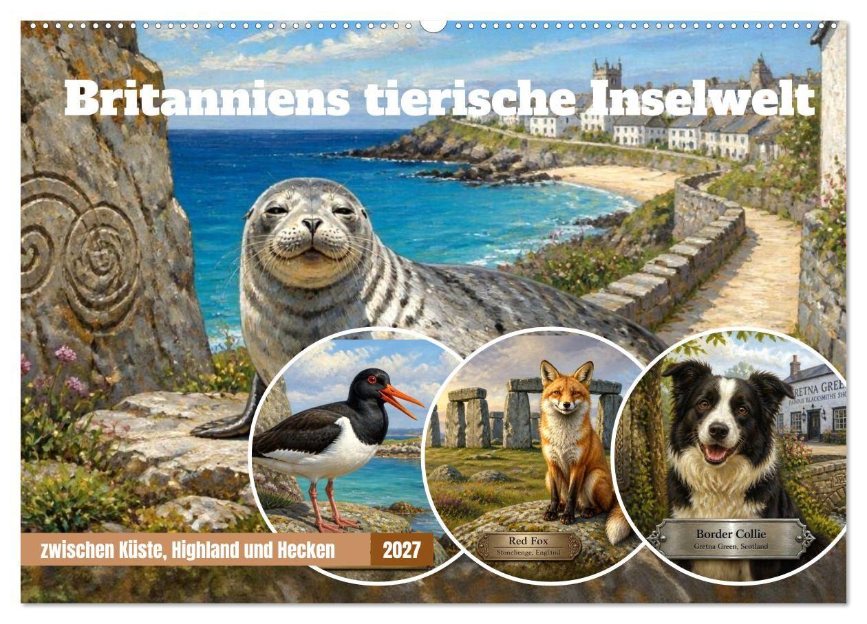 Kalender/Terminbuch Britanniens tierische Inselwelt (Wandkalender 2027 DIN A2 quer), CALVENDO Monatskalender Calvendo