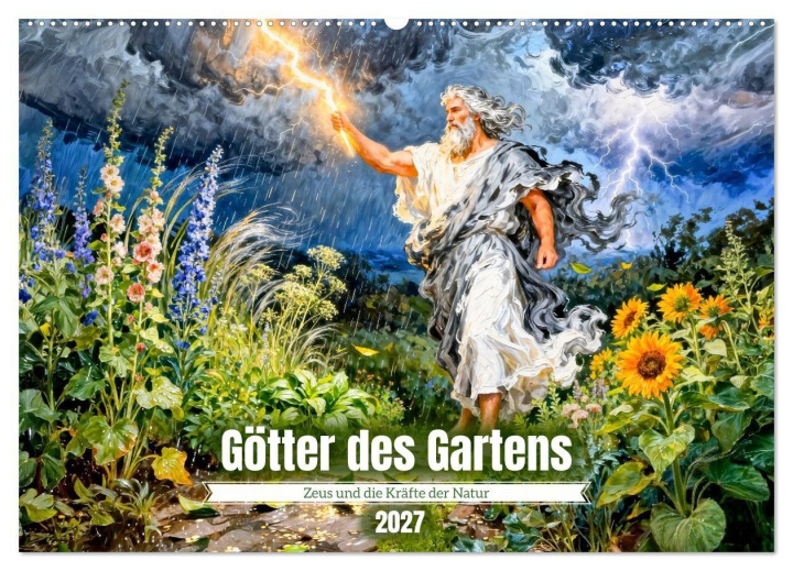 Kalender/agenda Götter des Gartens - Zeus und die Kräfte der Natur (Wandkalender 2027 DIN A2 quer), CALVENDO Monatskalender Calvendo
