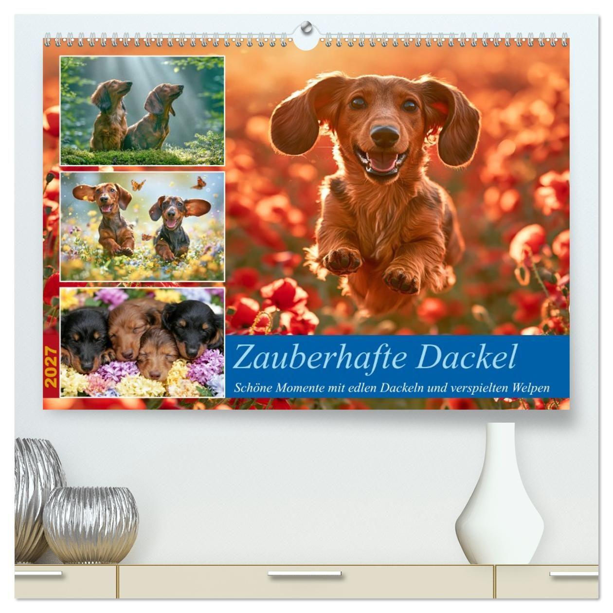 Kalender/Terminbuch Zauberhafte Dackel (hochwertiger Premium Wandkalender 2027 DIN A2 quer), Kunstdruck in Hochglanz Calvendo