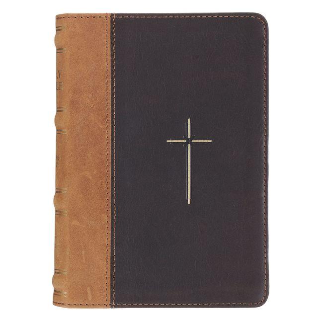 Knjiga KJV Bible Compact Leather Cross Two-Tone Black 