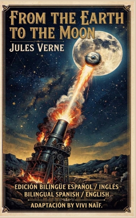 Buch From the Earth to the Moon Jules Verne bilingual edition Spanish/English vivi naïf