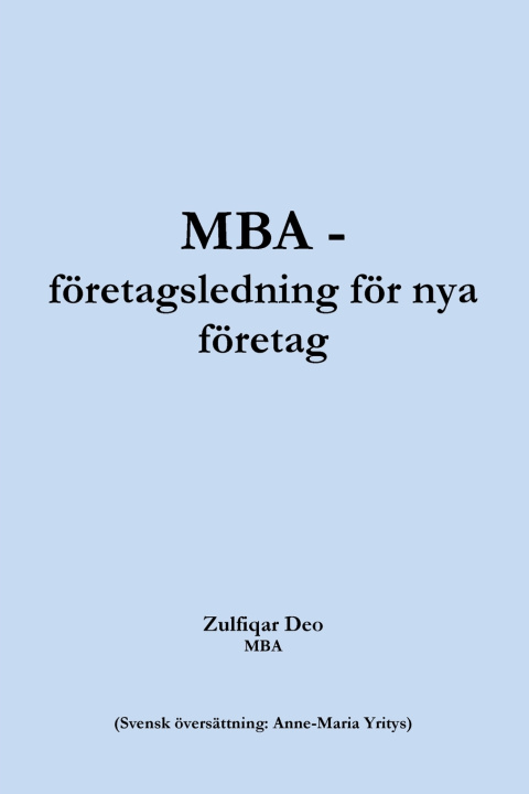 Buch MBA for Startups (Swedish) Zulfiqar Deo