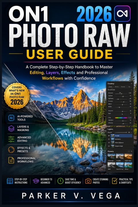 Könyv ON1 PHOTO RAW 2026 USER GUIDE PARKER V. VEGA