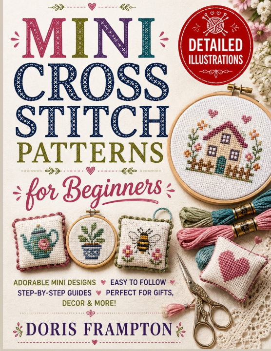 Livro Mini Cross Stich Patterns For Beginners Doris Frampton