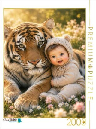 Játék CALVENDO Puzzle Im Schutz des Tigers | 2000 Teile Lege-Größe 90x67cm Foto-Puzzle für glückliche Stunden Calvendo