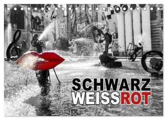 Naptár/Határidőnapló Schwarz - Weiß - Rot (Tischkalender 2027 DIN A5 quer), CALVENDO Monatskalender Calvendo