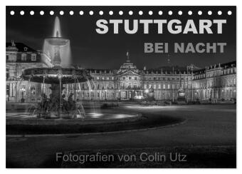 Naptár/Határidőnapló Stuttgart bei Nacht (Tischkalender 2027 DIN A5 quer), CALVENDO Monatskalender Calvendo