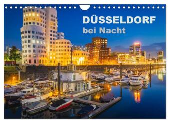 Kalender/agenda Düsseldorf bei Nacht (Wandkalender 2027 DIN A4 quer), CALVENDO Monatskalender Calvendo