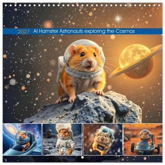 Naptár/Határidőnapló AI Hamster Astronauts exploring the Cosmos (Wall Calendar 2027 12 × 12 Inch) CALVENDO 12 Month Wall Calendar Calvendo