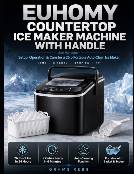 Könyv Euhomy Countertop Ice Maker Machine with Handle User Handbook Grams Rebs