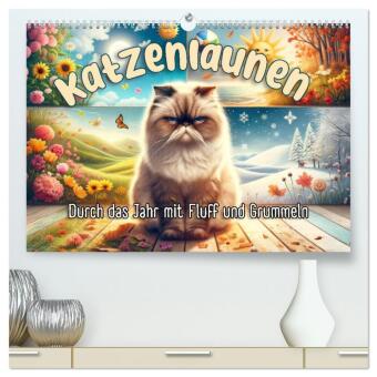 Naptár/Határidőnapló Katzenlaunen - Durch das Jahr mit Fluff und Grummeln (hochwertiger Premium Wandkalender 2027 DIN A2 quer), Kunstdruck in Hochglanz 