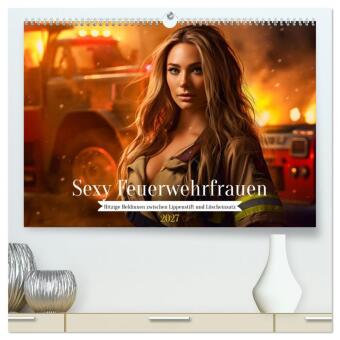 Naptár/Határidőnapló Sexy Feuerwehrfrauen: Hitzige Heldinnen zwischen Lippenstift und Löscheinsatz (hochwertiger Premium Wandkalender 2027 DIN A2 quer), Kunstdruck in Hoch 