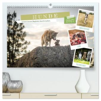 Naptár/Határidőnapló Hunde, unsere treuen Begleiter durch's Leben. (hochwertiger Premium Wandkalender 2027 DIN A2 quer), Kunstdruck in Hochglanz 