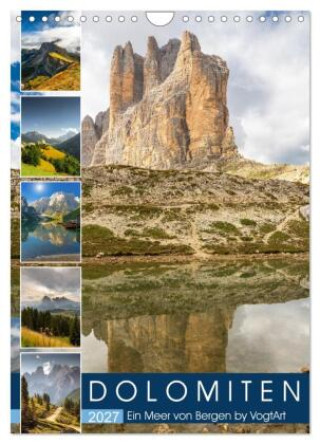 Kalender/agenda Dolomiten, ein Meer aus Bergen by VogtArt (Wandkalender 2027 DIN A4 hoch), CALVENDO Monatskalender Calvendo