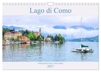 Naptár/Határidőnapló Lago di Como - Italienisches Flair in den Alpen (Wandkalender 2027 DIN A4 quer), CALVENDO Monatskalender Calvendo