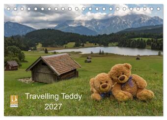 Calendario/Agenda Travelling Teddy 2027 (Tischkalender 2027 DIN A5 quer), CALVENDO Monatskalender Calvendo