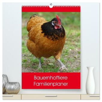 Kalender/Terminbuch Bauernhoftiere Familienplaner (hochwertiger Premium Wandkalender 2027 DIN A2 hoch), Kunstdruck in Hochglanz Calvendo