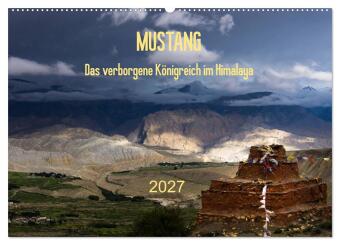 Naptár/Határidőnapló MUSTANG - das verborgene Königreich im Himalaya (Wandkalender 2027 DIN A2 quer), CALVENDO Monatskalender Calvendo