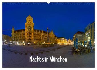 Naptár/Határidőnapló Nachts in München (Wandkalender 2027 DIN A2 quer), CALVENDO Monatskalender Calvendo