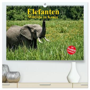 Kalender/Terminbuch Elefanten. Wildlife in Kenia (hochwertiger Premium Wandkalender 2027 DIN A2 quer), Kunstdruck in Hochglanz Calvendo