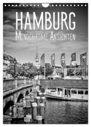 Kalender/agenda HAMBURG Monochrome Ansichten (Wandkalender 2027 DIN A4 hoch), CALVENDO Monatskalender Calvendo