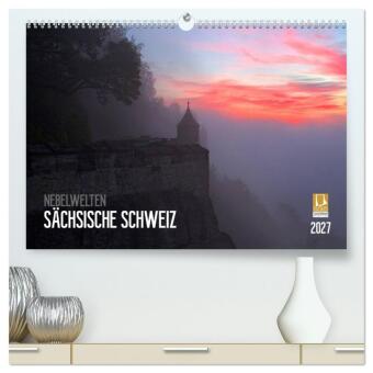 Naptár/Határidőnapló Nebelwelten Sächsische Schweiz (hochwertiger Premium Wandkalender 2027 DIN A2 quer), Kunstdruck in Hochglanz Calvendo