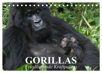 Kalender/Terminbuch Gorillas. Friedliebende Kraftpakete (Tischkalender 2027 DIN A5 quer), CALVENDO Monatskalender Calvendo