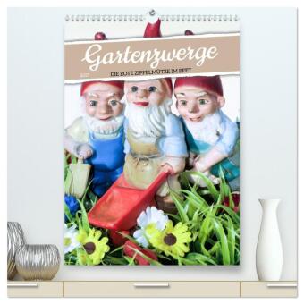 Kalender/Terminbuch Gartenzwerge: Die rote Zipfelmütze im Beet (hochwertiger Premium Wandkalender 2027 DIN A2 hoch), Kunstdruck in Hochglanz Calvendo