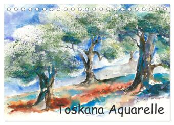 Kalender/agenda Toskana Aquarelle (Tischkalender 2027 DIN A5 quer), CALVENDO Monatskalender Calvendo