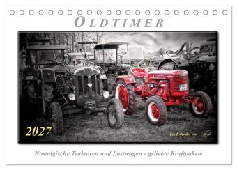 Kalender/agenda Oldtimer - nostalgische Traktoren und Lastwagen (Tischkalender 2027 DIN A5 quer), CALVENDO Monatskalender Calvendo