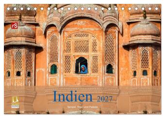Kalendář/Diář Indien 2027 Tempel, Tiger und Paläste (Tischkalender 2027 DIN A5 quer), CALVENDO Monatskalender Calvendo