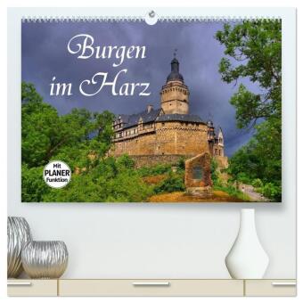Naptár/Határidőnapló Burgen im Harz (hochwertiger Premium Wandkalender 2027 DIN A2 quer), Kunstdruck in Hochglanz Calvendo