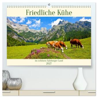 Kalender/Terminbuch Friedliche Kühe (hochwertiger Premium Wandkalender 2027 DIN A2 quer), Kunstdruck in Hochglanz Calvendo