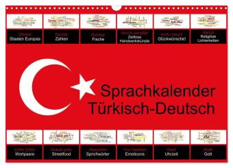 Kalender/Terminbuch Sprachkalender Türkisch-Deutsch (Wandkalender 2027 DIN A3 quer), CALVENDO Monatskalender Calvendo